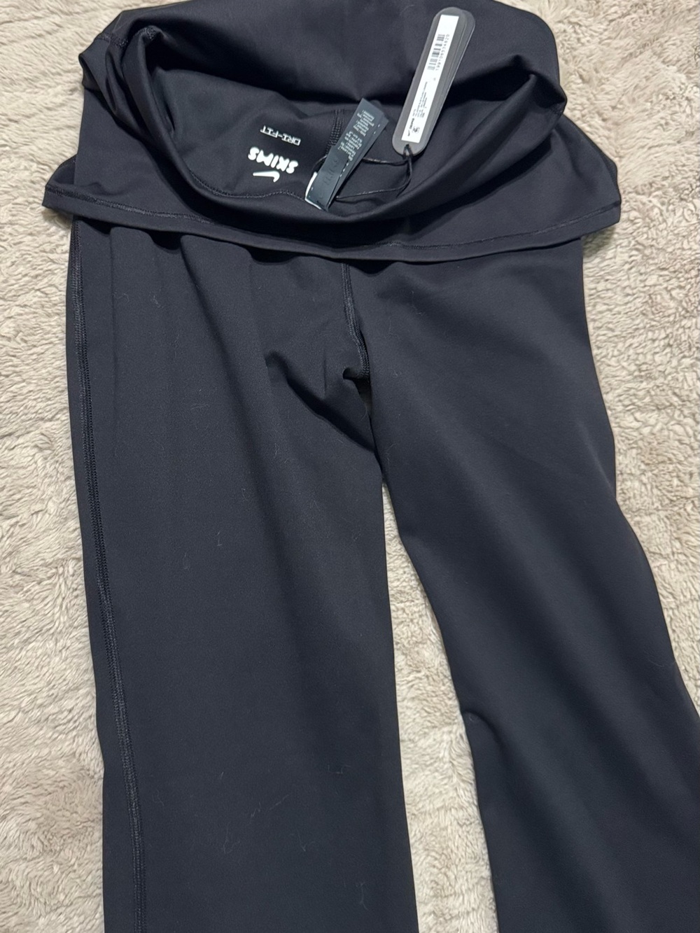 SKIMSxNike - NWT- Matte Foldover Slim Flare Leggings- Size Small- Obsidian - Picture 16 of 16